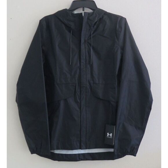 Under Armour 1350954 Women's Sz M Black Cloudstrike Shell Hooded Jacket $100 - Picture 1 of 10